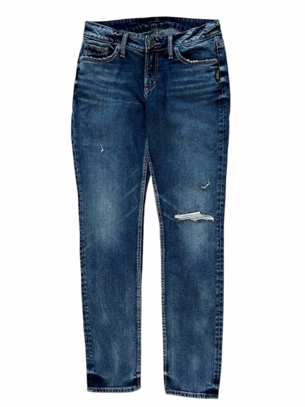Silver Aiko Ankle Slim Destroyed Jeans